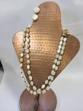 Vintage Ciro Two-Strand Shell bead Necklace and Earrings