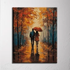 Premium Quality Paint By Numbers Kit: Autumn Walk. KitArtUS
