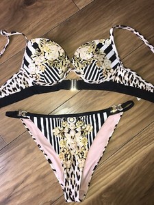black and white animal print bikini