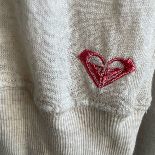 Roxy - Thin Long Sleeve Pullover Hoodie - 100% Cotton - Size M - Cream & Pink - Picture 3 of 6