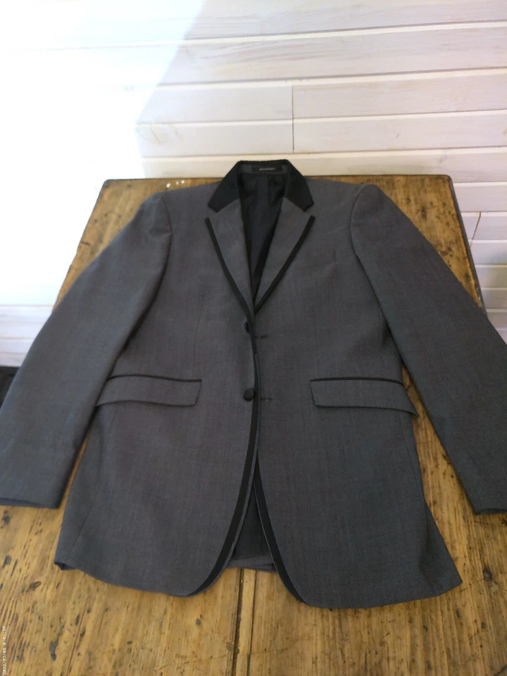 Charcoal Grey Jacket/Blazer with Black Trim Lapel - Work, Wedding, Formal - Image 4 of 4