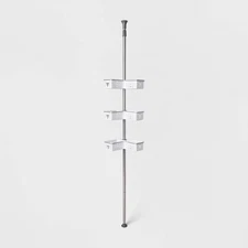 Room Essentials Steel L-Shaped Corner Tension Pole Shower Caddy Holds Up to
