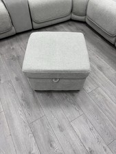 DFS LIGHT GREY FABRIC STORAGE FOOTSTOOL