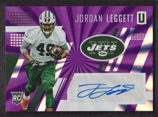 2017 Panini Unparalleled Football Card Rookie AUTO Purple#213 Jordan Leggett /99. rookie card picture