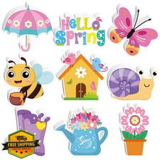 54 Pcs Spring Flower Cut-Outs Paper Decor Colorful Bulletin Board