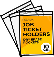 10 Pack Job Ticket Holders, Plastic Sleeves for Paper 8.5X11 Inch, Clear Dry Era