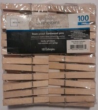 VTG 100 ct. 3” Clothes Pins Wooden Spring Loaded Clothespins
