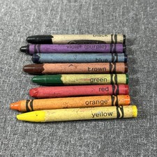 Vintage set of 8 Used Crayola Crayons Binney  Smith Assorted Colors USA