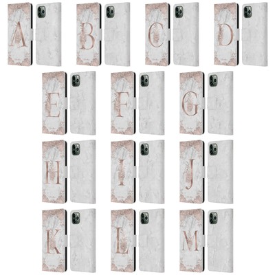 NATURE MAGICK ROSE GOLD MARBLE MONOGRAM LEATHER BOOK CASE FOR APPLE iPHONE
