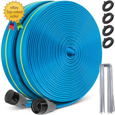 Upgrade Flat Sprinkler Soaker Hose for Garden 100FT, Heavy Duty 3-Tube Lawn 