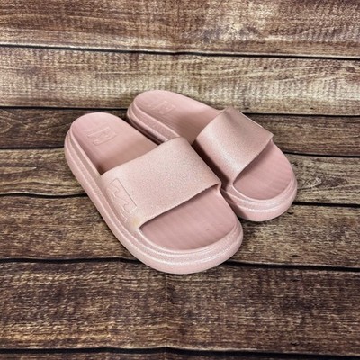 Billabong Kids Pink Glitter Cloud Cushion Platform Slide Sandals Size 1 Beach