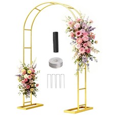 7.2FT Metal Wedding Arch Stand Gold Square Arched Backdrop Frame Metal Pergol...
