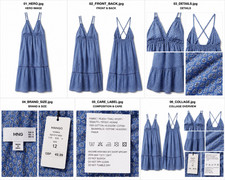 Mango BNWT Blue Printed Midi Dress UK 12 Cross Back 100% Cotton RRP £49.99