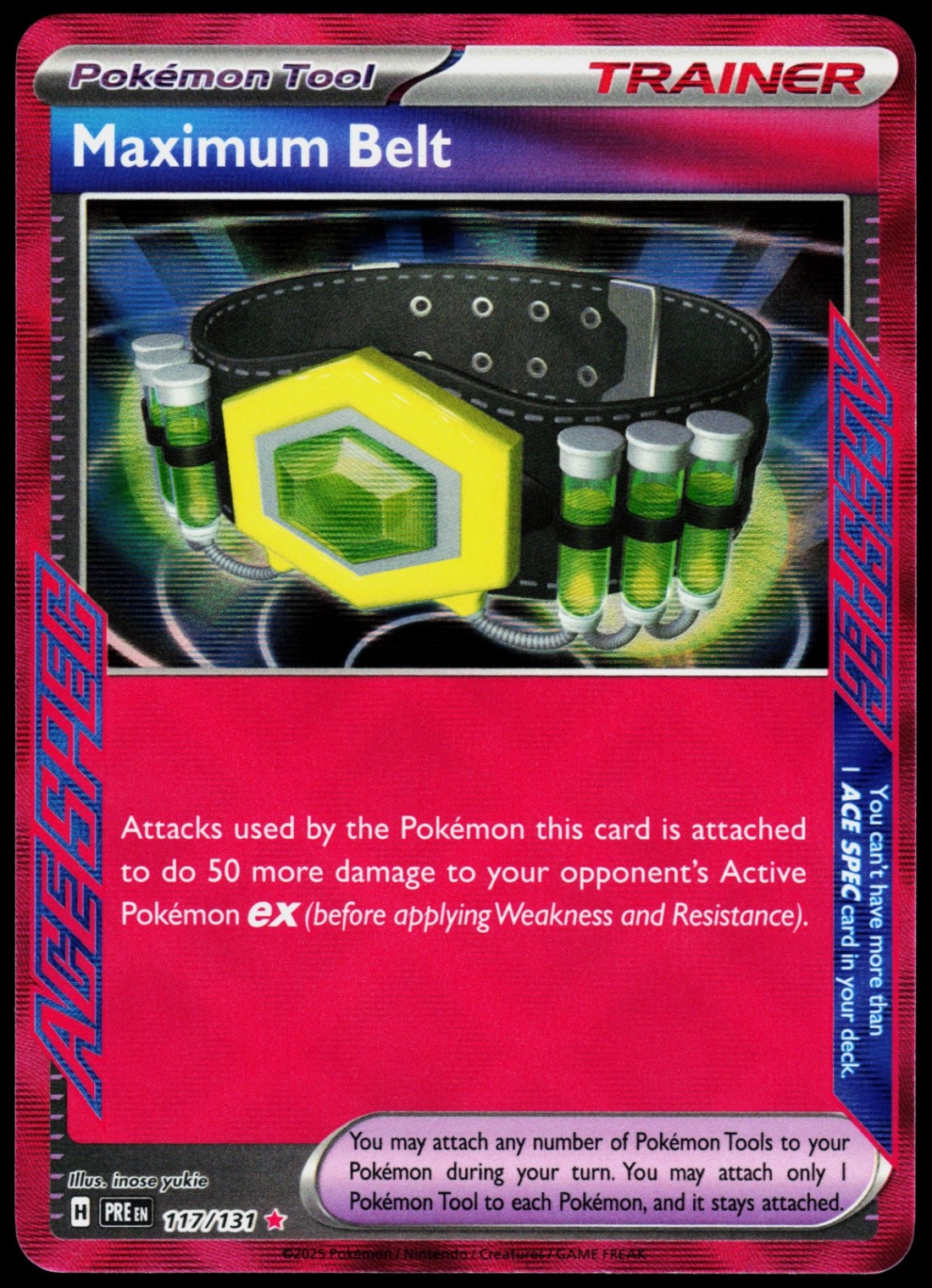 Maximum Belt ACE SPEC Rare SV: Prismatic Evolutions 117/131 NM