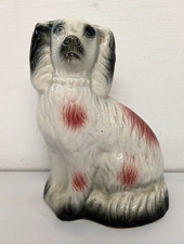 Staffordshire Mantle Spaniel Rose Pink White 21 cm Tall Unmarked Dog Ornament