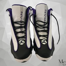 Jordan Pro Strong Electro White Black Electro Purple Size 6Y EX COND WITH BOX