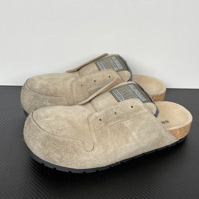 Khaki Grey Dumbo Calfskin Slip-On Mules Balenciaga Unisex 