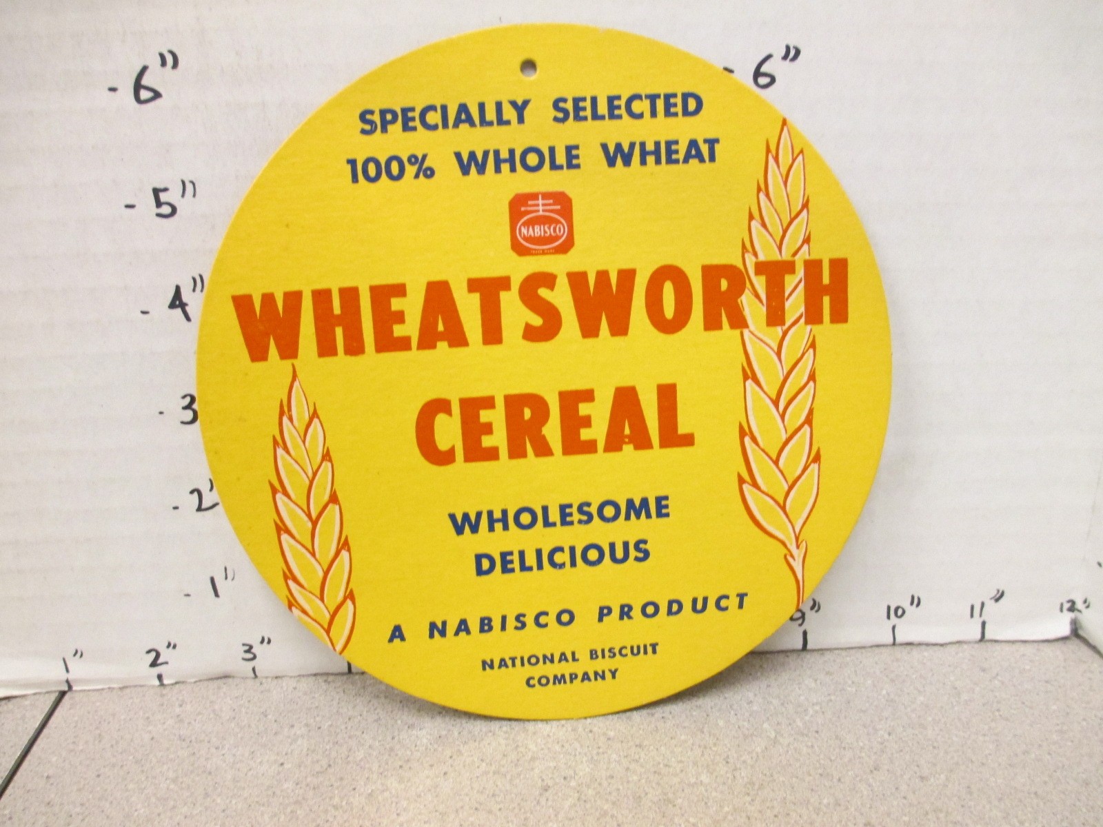 Grocehy Store NABISCO 1940s grocery store display sign WHEATSWORTH cereal box ...