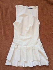ZARA White Sleeveless Dress with Pleated Skirt