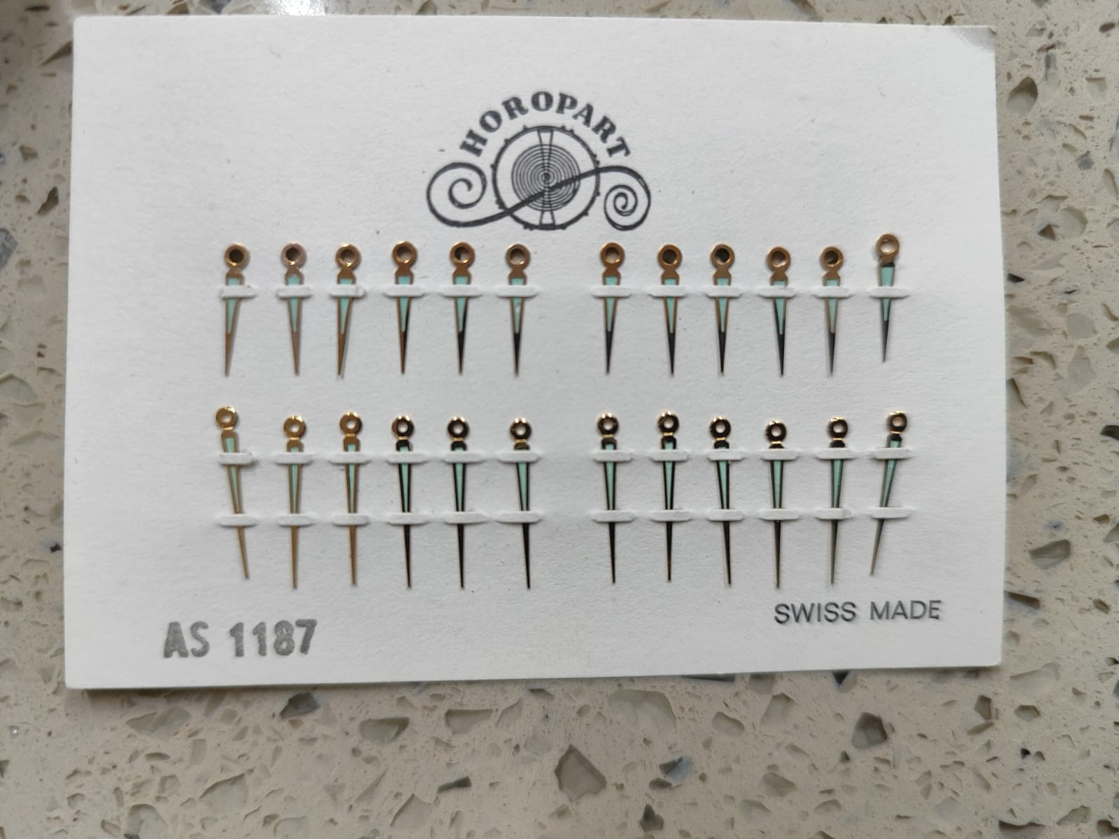 Vintage AS 1187 Wind  Movement Part Lot Set hands Gold Swiss Original NOS