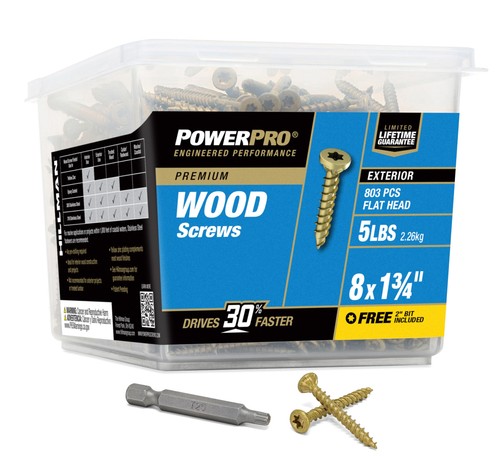 Power Pro Premium Exterior Wood Screws (#8 x 1-3/4