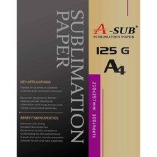 A-SUB Sublimation Paper A4 210x297mm 100 Sheets 125gsm Compatible with EPSON