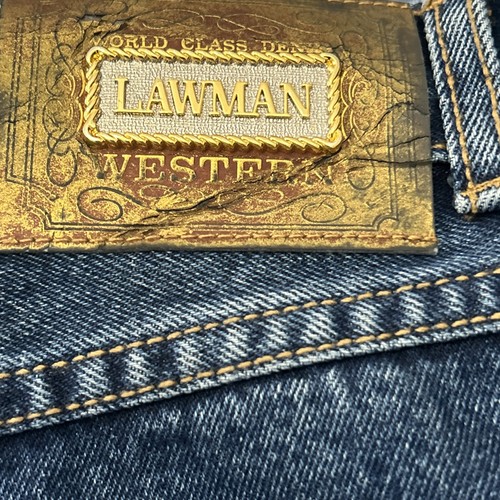 Jeans western vintage Lawman donna taglia 11 blu denim slim fit stringati ritagliati - Foto 2 di 23