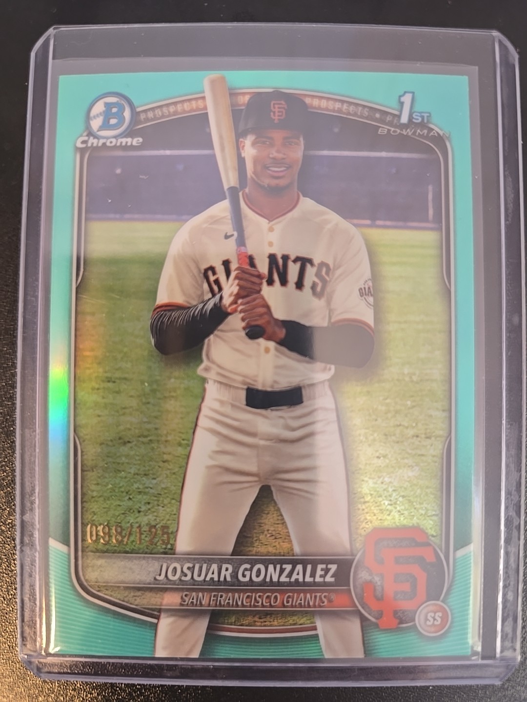 2025 BOWMAN CHROME 1ST JOSUAR GONZALEZ AQUA REFRACTOR /125