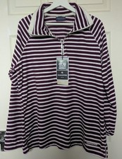 Image of Craghoppers Natalia Fleece Top Size 18 Plum Stripe Half Zip Long Sleeve, BNWT