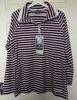 Craghoppers Natalia Fleece-Top Größe 18 Pflaume Streifen halber Reißverschluss Langarm, neu mit Etikett