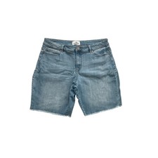 Jordache Womens Vintage High Rise Denim Shorts Light Wash Frayed Hem Size 14