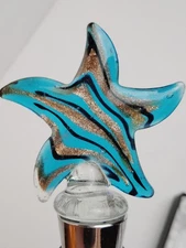  Murano Style Art Glass Metallic Sea Star Wine Bottle Stopper - NIB