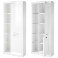 Vitrine Standvitrine Vitrinenschrank Hochglanz Weiß Wohnzimmerschrank Schrank