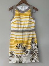 T TAHARI Dress Womens Size 6  Sleeveless Zippered Lined Striped Floral EUC