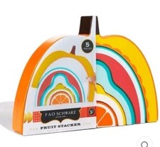 Fao Schwarz Fruit Stacker Wood Building Set 5 Wood Puzzle Pieces Preschool New