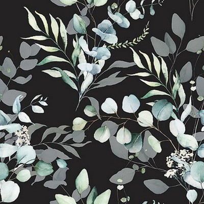20 Servietten Eucalyptus all over black Blätter Eukalyptus Edel schwarz 33x33cm
