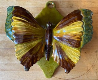 CH Brannam Barum Barnstaple Arts & Crafts pottery butterfly wall pocket