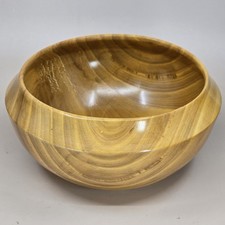Turned Wood Elm Bowl Artist Signed Handcrafted Elmwood Keys Fruit Art Display