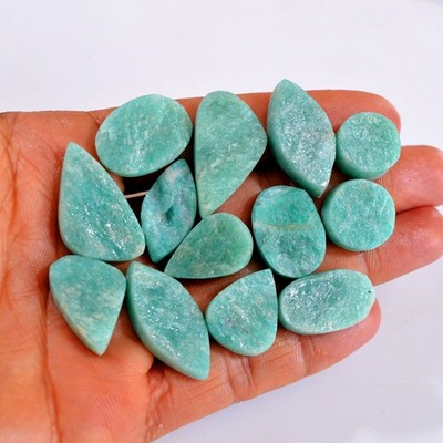 13 Pcs 251 Ct Natural Amazonite Druzy Loose Gemstone Lot 15x15-31x16 mm #R-14664