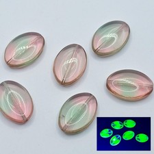 Large Pink Uranium Glass Beads 20x14mm Czech Oval 6pcs