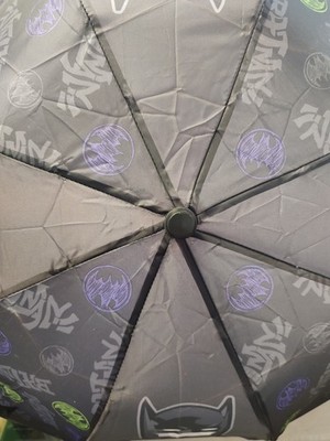 Batman Umbrella Child Size Black Superhero Hook Handle  28'' Diameter 21½'' Tall