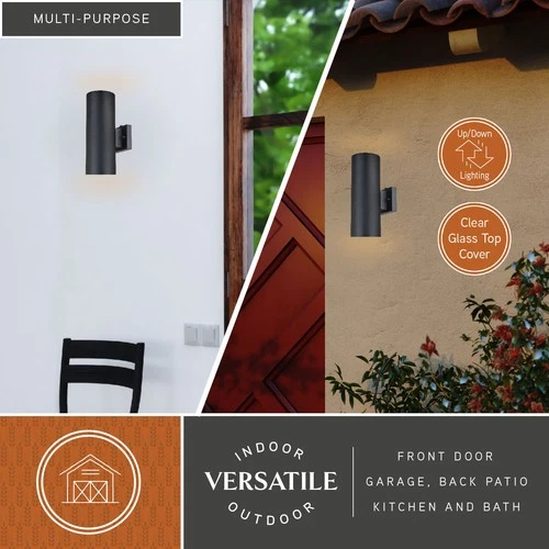 Vaxcel Lighting T0653 Chiasso 2 Light 14" Tall Outdoor Wall - Black - Picture 10 of 12