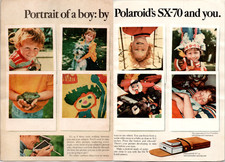 Polaroid SX-70 Camera Vintage Print Ad 1974 Instant Film Boy Photography Spread