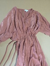 American Eagle Outfitters Mauve Long-Sleeve Wrap Dress In Peach Size S