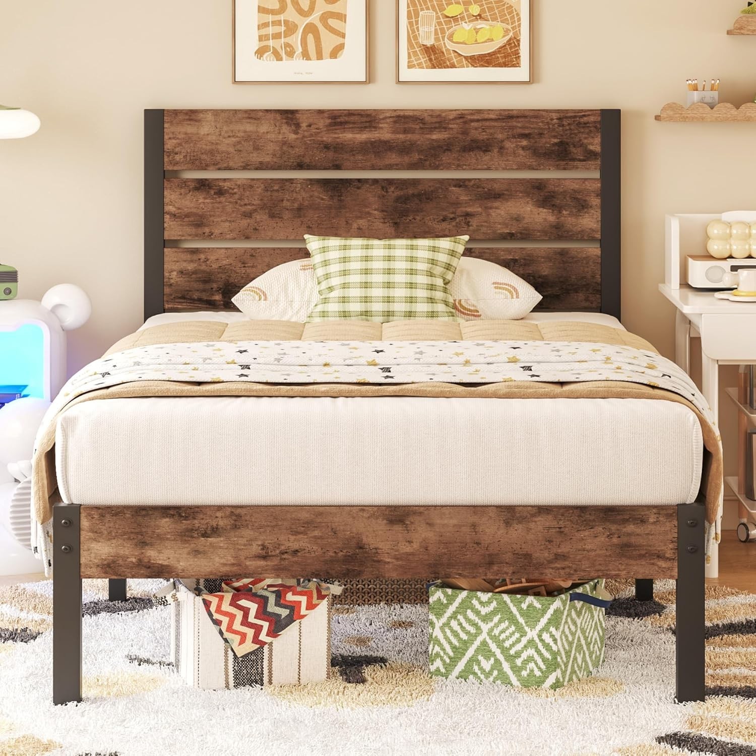 With Wood Headboard And Footboard