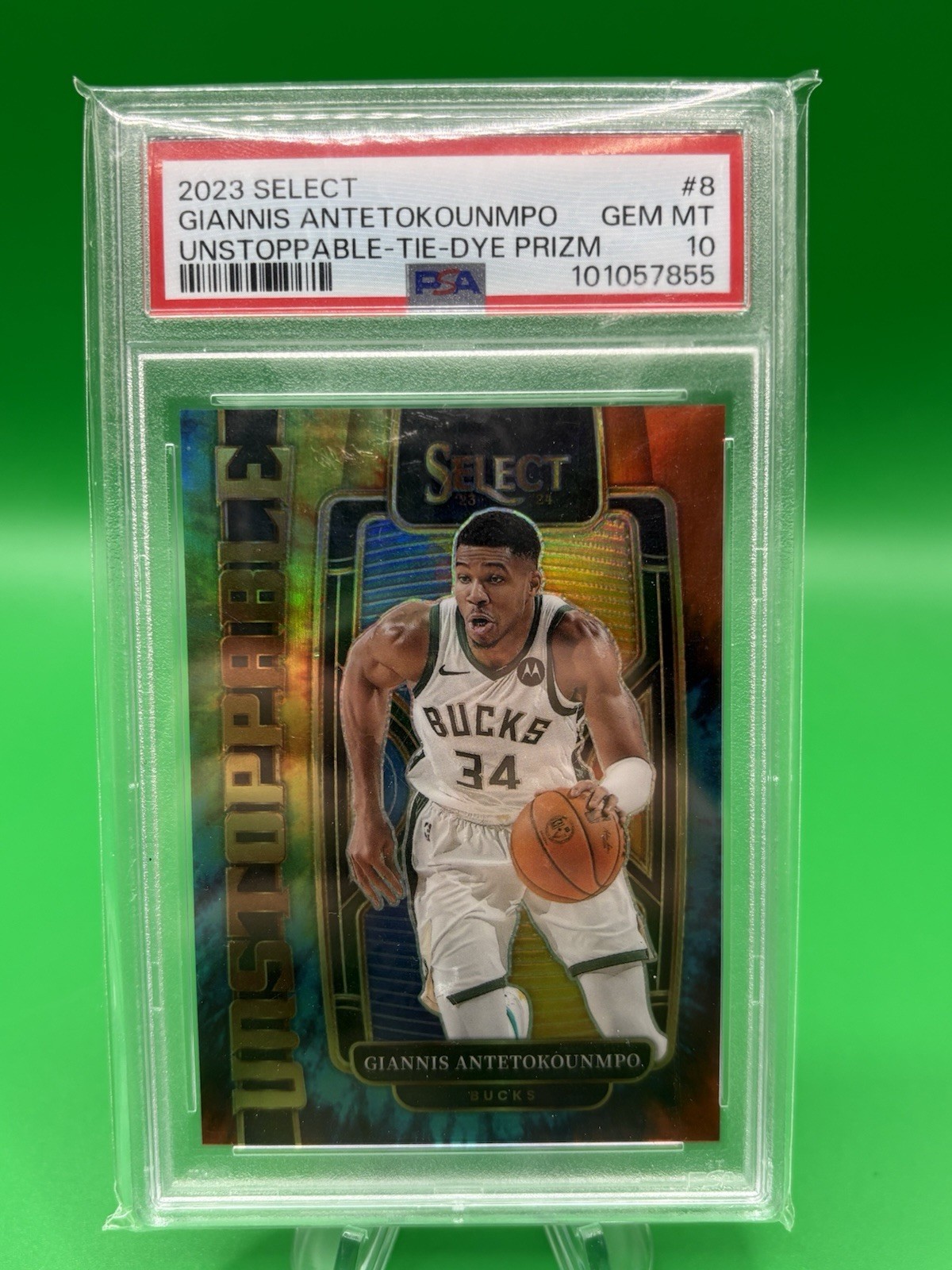2023-24 Panini Select - Unstoppable Giannis Antetokounmpo #8 Tie-Dye Prizm /25