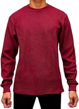 Men Heavyweight Waffle Thermal Shirt Long Sleeve Crew Neck Winter Base Layer