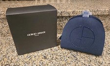 Giorgio Armani Beauty Navy Blue Sparkle Cosmetic Bag Makeup Pouch Embossed Logo