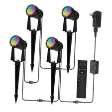  RGBW Color Changing Outdoor Landscape Lighting Low Voltage 4 Pack Multicolor