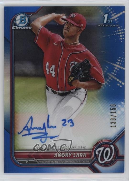 2022 Bowman Chrome Prospect Blue Refractor 138/150 Andry Lara #CPA-AL Auto 0ok8